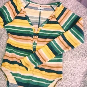 NWOT Fleece Striped Bodysuit